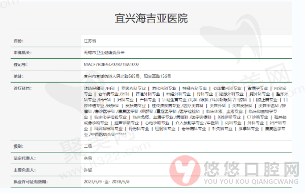 宜兴海吉亚医院口腔科怎么样？
